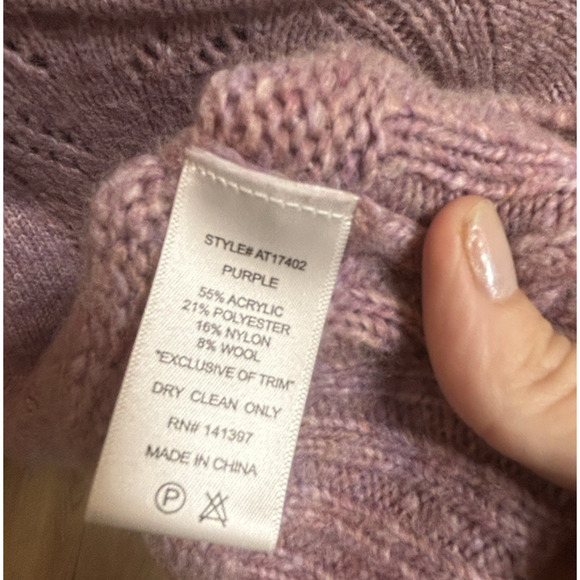 ASTR The Label Women's Sweater Lilac Purple Cropped Wool Blend Pullover Size Med - Picture 5 of 5